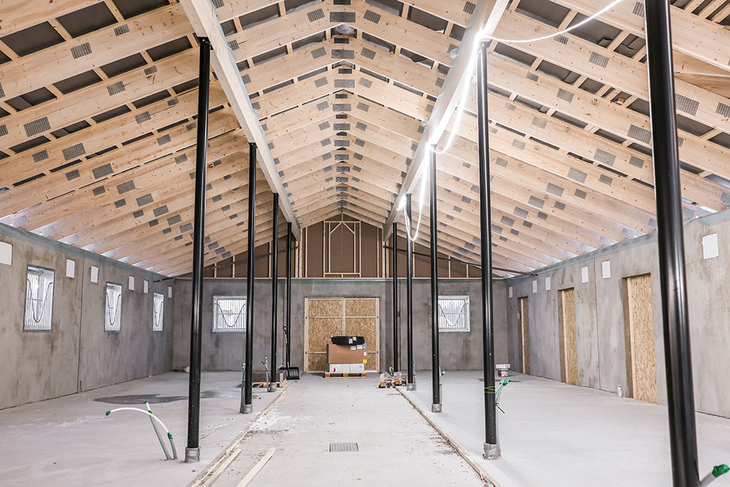 Insidan av en flygel